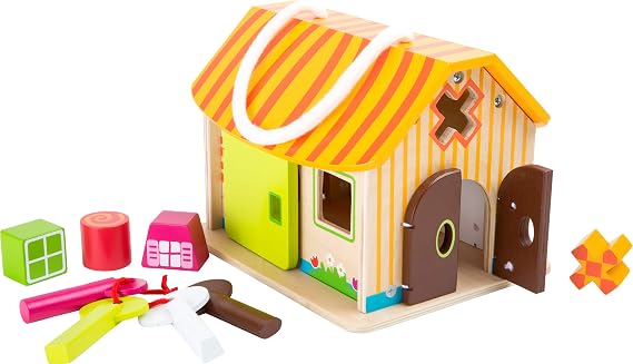 Small Foot Wooden Toys Wood Shed with Keys Motor Skills Playset Designed for Children 12+ Months, Multi (10315)