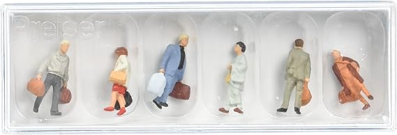 Preiser 14070 Pedestrians Walking Railway Travelers Package(6) HO Model Figure