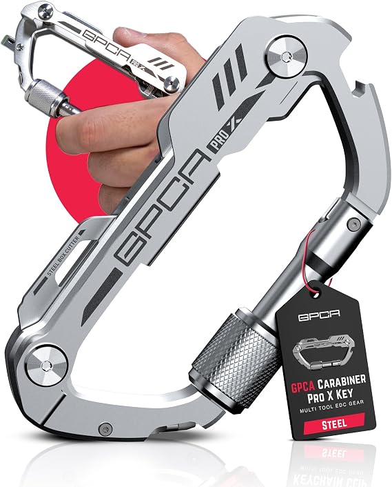 GPCA Carabiner Multitool - Tactical Keychain with Bottle Opener, Box Cutter