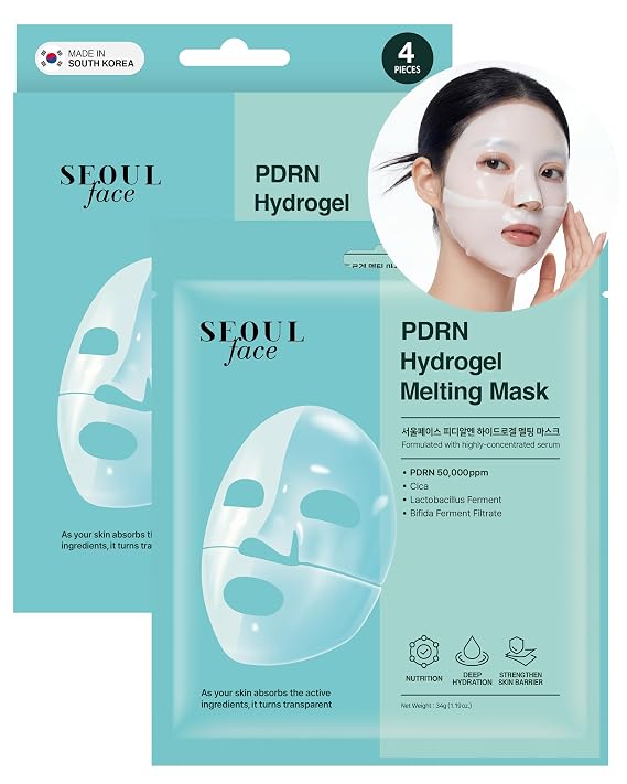 DERMAL SEOUL FACE PDRN Hydrogel Melting Mask 4ea - Korean Overnight Face Mask with 5% Salmon PDRN - Skin Barrier Repair, Regeneration & Sensitive Skin Care - Korean Skincare