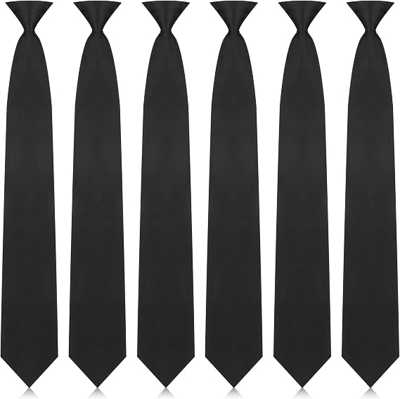 Janmercy 6 Pcs Clip on Tie for Men Clip on Easy Necktie Striped Tie 20 Inch Solid Plaid Dots Men's Ties Mixed Lot for Halloween Office School(Solid Style)