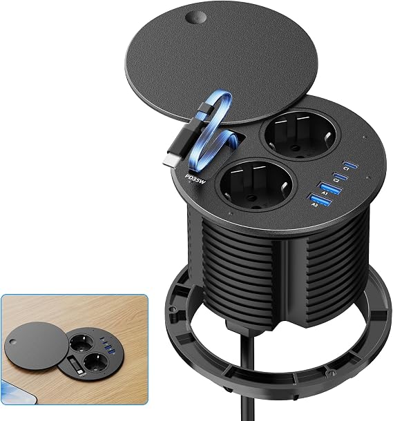 Built-in Socket with USB-C PD 35 W Extendible USB-C Cable Diameter 100 mm