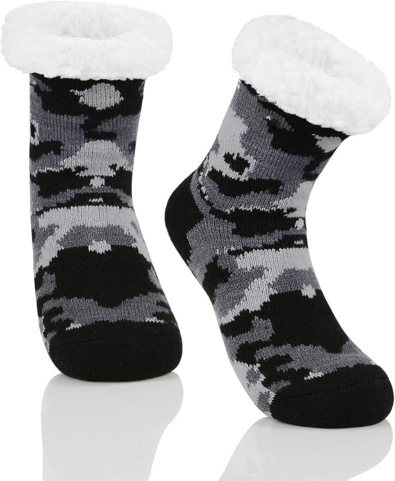 Zando Kids Fuzzy Socks with Grips Non Slip Toddler Slipper Socks Baby Christmas Socks Boys Girls Winter Warm Cozy Socks