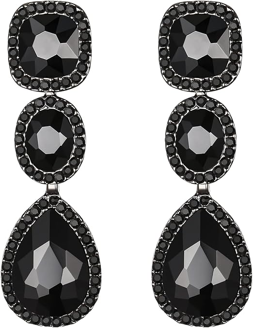 EVER FAITH Austrian Crystal Square Oval Wedding Party Drop Dangle Earrings