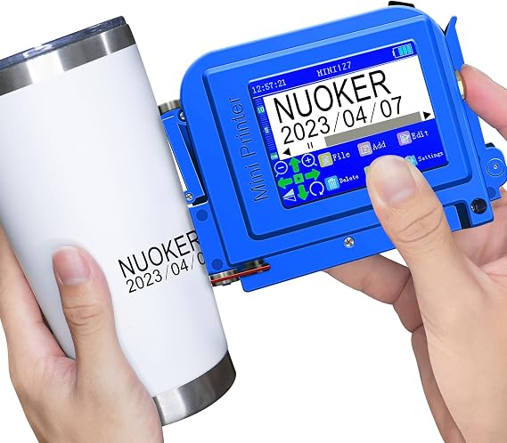 MINI127 Portable Handheld Inkjet Printer,Mini Printer with 2.4 Inch LED Touch Screen Pocket Coding Machine for DIY Printing/QRcode/Barcode/Date/Logo/Batch Series Number etc, Blue