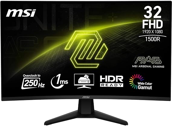 MSI MAG 32C6X 31.5'' 1ms 250Hz VA Curved Adaptive-Sync Full HD Gaming (Oyuncu) Monitör