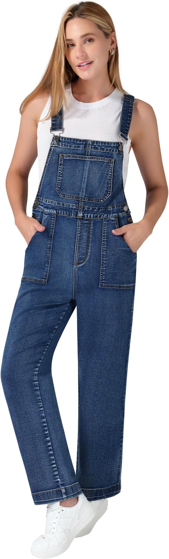 roswear Women's Denim Overalls with Adjustable Straps