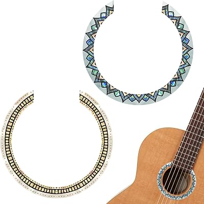 Guitar sound hole inlaid sticker decal decoration sound hole circle panel decoration personalized decal Thai style, grid style theme 2 packs