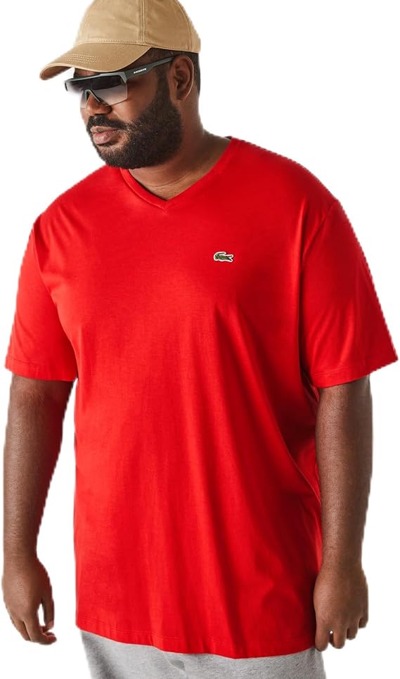 Lacoste Men's V-Neck Jersey Pima T-Shirt - Plus Size