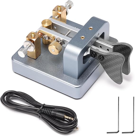 XIEGU VK-6 Iambic CW Morse Code Key, Dual Paddle Automatic Keyer Easy Tapping with CNC Aluminum Base, Silver-Plated Copper Contacts, 3.5mm Plug, Compatible with G90, X6100, X6200, X5105, G106