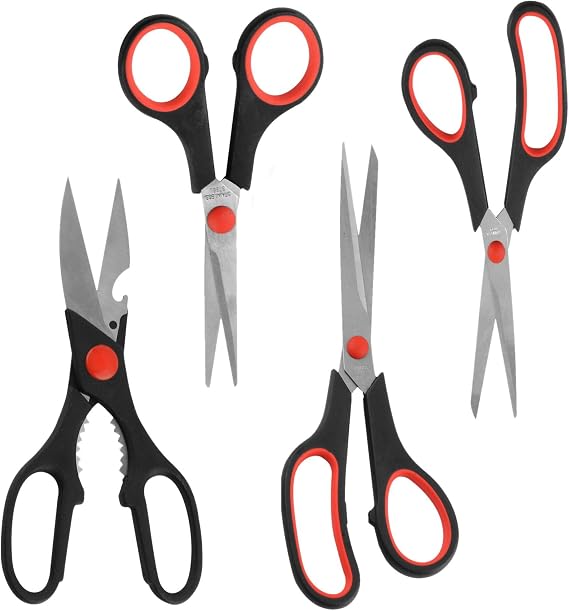 eZthings Scissors Set for Home Crafts and Arts or Office Cutting Projects (Multipurpose Scissors)
