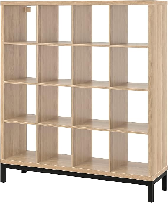 IKEA KALLAX Shelving Unit with underframe, 147x164 cm, White Stained Oak Effect/Black