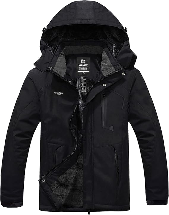 wantdo Men's Softshell Waterproof Polar Fleece Breathable Climbing Ski Coat