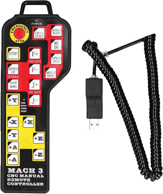 USB Handwheel 4 Axis CNC Remote Controller, Manual Electric Handbrake for Mach 3, Design, 21 Function Keys, Spring Wire, Easy USB Connectivity
