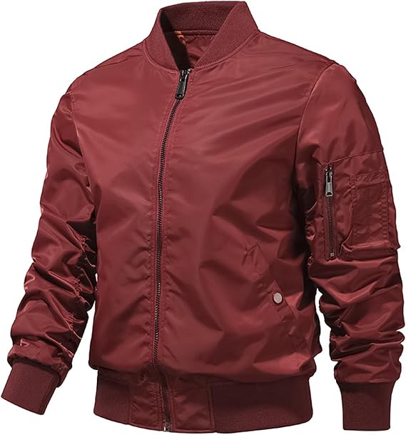 Legou Men's Jacket Solid-Color Flight Jacket Baseball Jacket