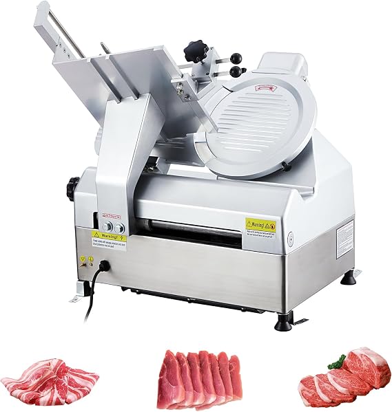 Automatic Meat Slicer, 550W Deli Slicer with 12.5" Carbon Steel Blade, Professional Double-motor Meat Slicer Machine with Adjustable Thickness From 0~15mm for Commercial Use
