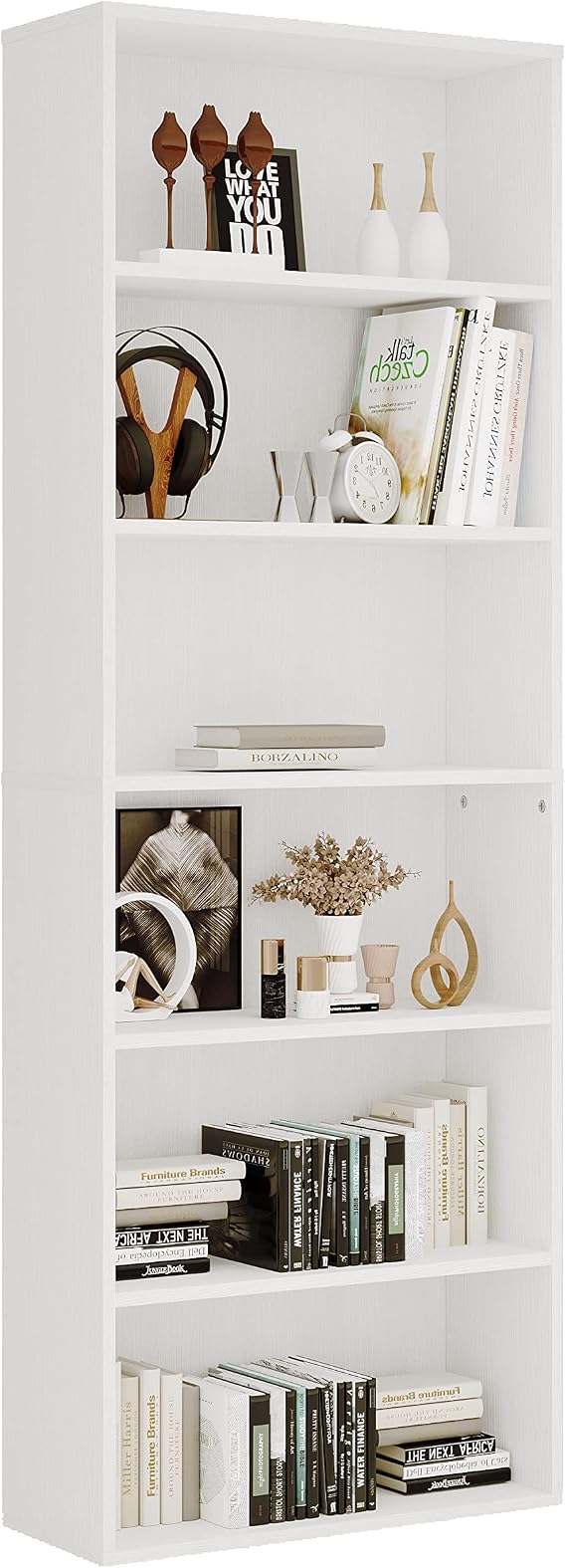 Panana Extra Large Bookcase, 5/6 Tier Wooden Cube Shelves Soild Wood Bookself Storage Organizer Display Shelf Free Standing Unit For Living Room Home Office (White, 6 Tier)