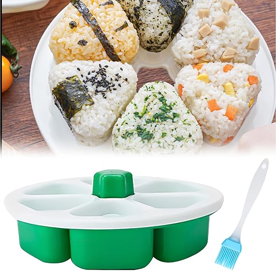 Nizirioo Triangular Sushi Set Onigiri Maker Non-Stick Onigiri Shape Sushi Tools with Oil Brush, 6 in 1 DIY Sushi Maker Mould for Home, Restaurant, Camping, Japanese Rice Ball Tool