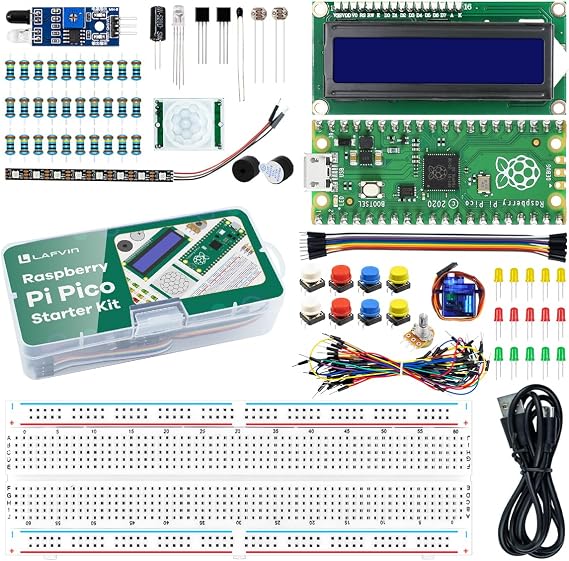 LAFVIN Basic Starter Kit for Raspberry Pi Pico with Breadboard 1602 Support Python C Java with Tutorial
