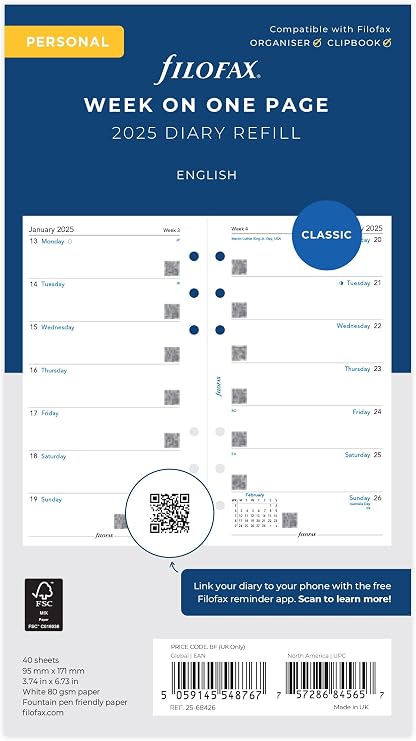 Filofax Personal week per page English 2025 diary