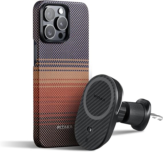 pitaka Case for iPhone 15 Pro Max with MagSafe Car Mount Charger, Sunset