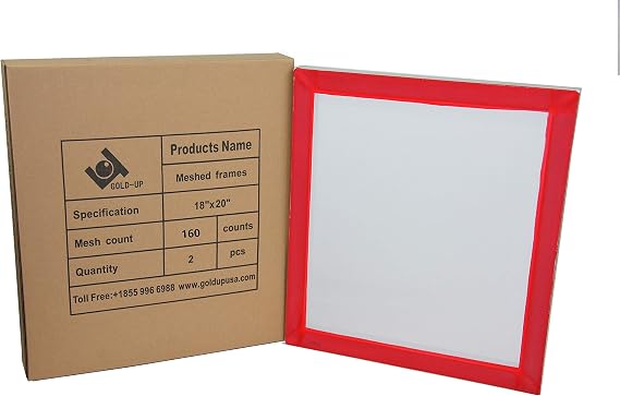 18 x 20 Inch Pre-Stretched Aluminum Silk Screen Printing Frames with 160 White Mesh (2 Pack Screens)