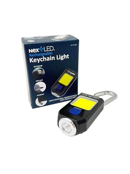 NextLED NT-6788 Heavy Duty Rechargeable Flashlight with Clip, Mini Keychain Hat Light, 400 Lumen, Spot/Flood 2 in 1, 5 Modes, Aluminum Body, Pocket Light, EDC Key Chain, LED Hard Hat Lights Clip on