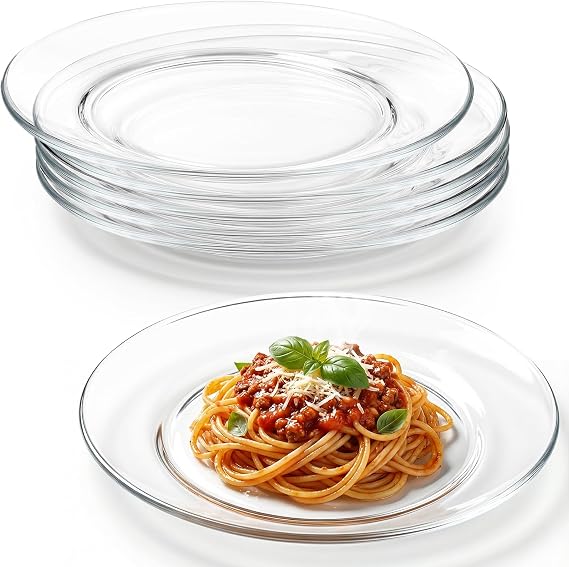 Glass Dessert Plates, 6 Pack, Clear, 7.35 Inch