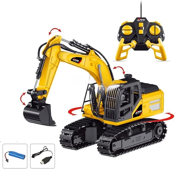 RC Ekskavatör Uzaktan Kumandalı İş Makinası, 40 MHz, Işıklı, Paletli, Gerçekçi Tasarım, USB Şarjlı