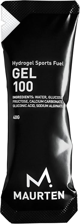 MAURTEN Gel 100 Energy Gel - 12-Pack of 40g - 25g Carbohydrates per Serving - Stomach-Friendly Patented hydrogel Technology for Cycling and Running - Natural & Free of Color or preservatives