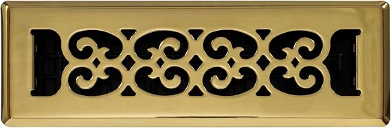 Decor Grates SPH210 2-Inch by 10-Inch Scroll Floor Register, Polished Brass Finish