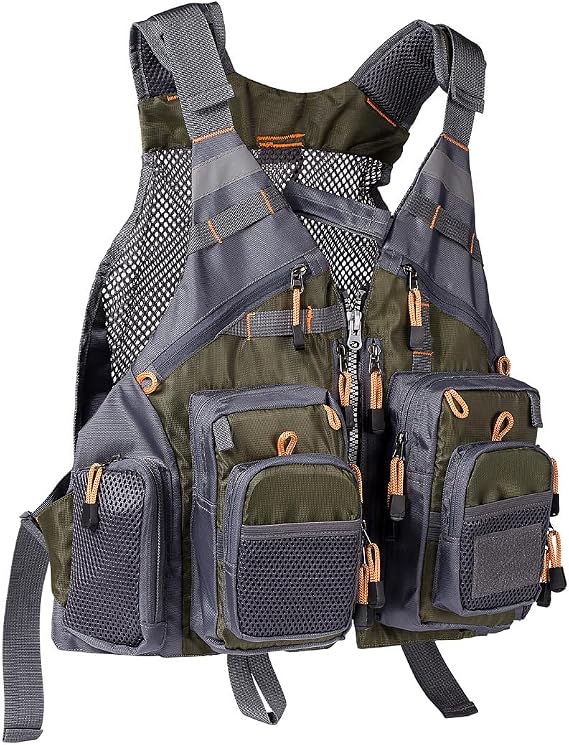 BASSDASH Strap Fishing Vest Adjustable for Men and Women, for Fly Bass Fishing and Outdoor Activities