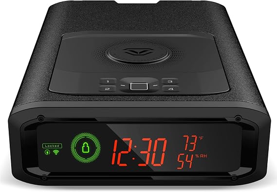 VAULTEK Smart StationTM Biometric Smart Safe with Built-in Wireless Phone Charger + Auto Open Drawer + WiFi Safe Management (WiFi + Biometric) (Black)