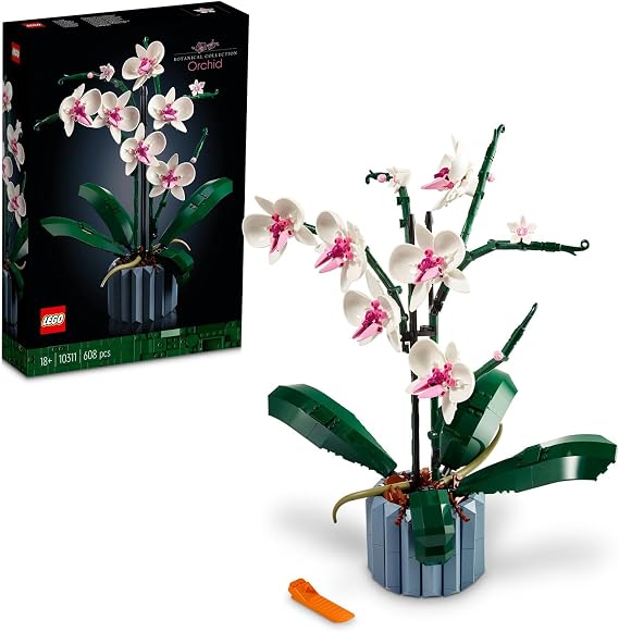 LEGO Botanicals Orkide 10311 | Yetişkinler için Saksı ve 5 Yaprak İçeren Dekoratif Yapay Bitki Modeli Yapım Seti, Sevgililer Günü Hediyesi (608 Parça)