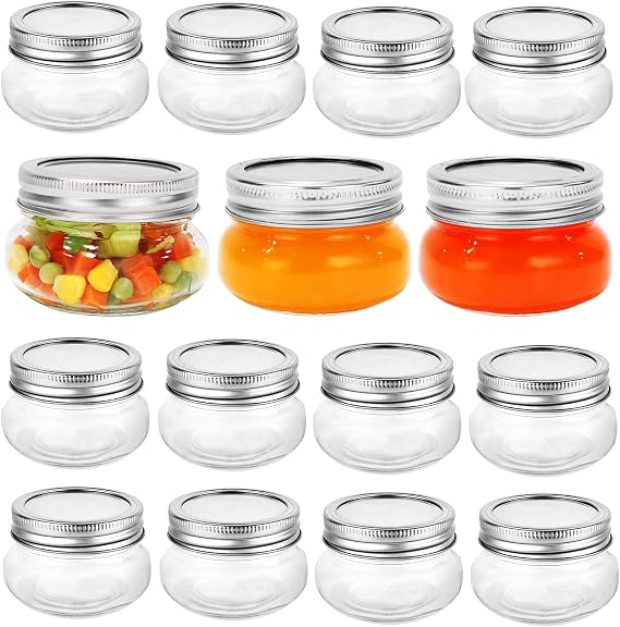 Mason Jars 4oz with Leak-proof Split-type Silver Lids,12 Pack