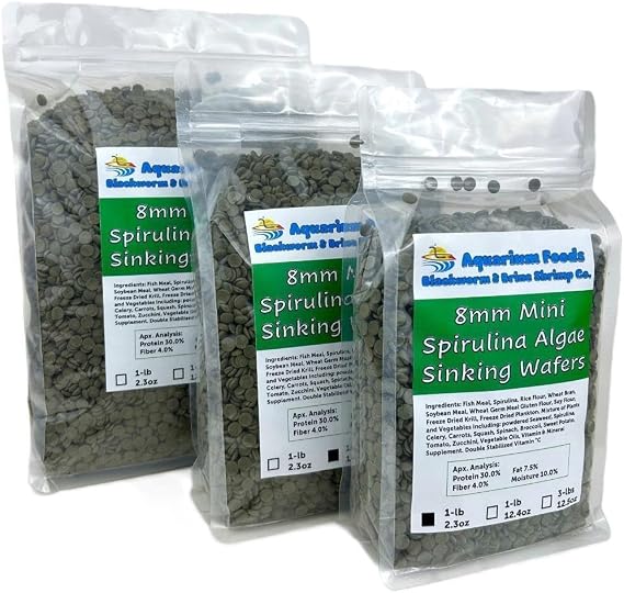8mm - 1/3" Mini Sinking Wafers of Algae, Spirulina, Veggies for All Tropical Fish, African Cichlids, Shrimp, Snails, Crabs, Catfish, Plecos....1-lb 2.3oz Clear Bag