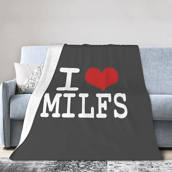 I Love Milfs Throw Blanket - Soft Plush Fleece Blanket for Couch, Bed, Sofa - Home Decor Cozy Blankets Gifts for Women Men, Gray, 30x40 Inches