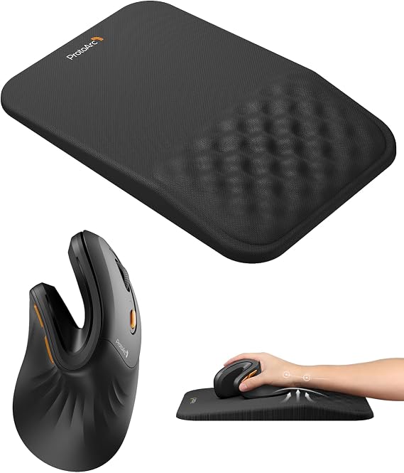 ProtoArc EM11 NL Bluetooth Rechargeable Ergonomic Mouse Black and MP50 Ergonomic Mouse Pad with Wrist Rest Black