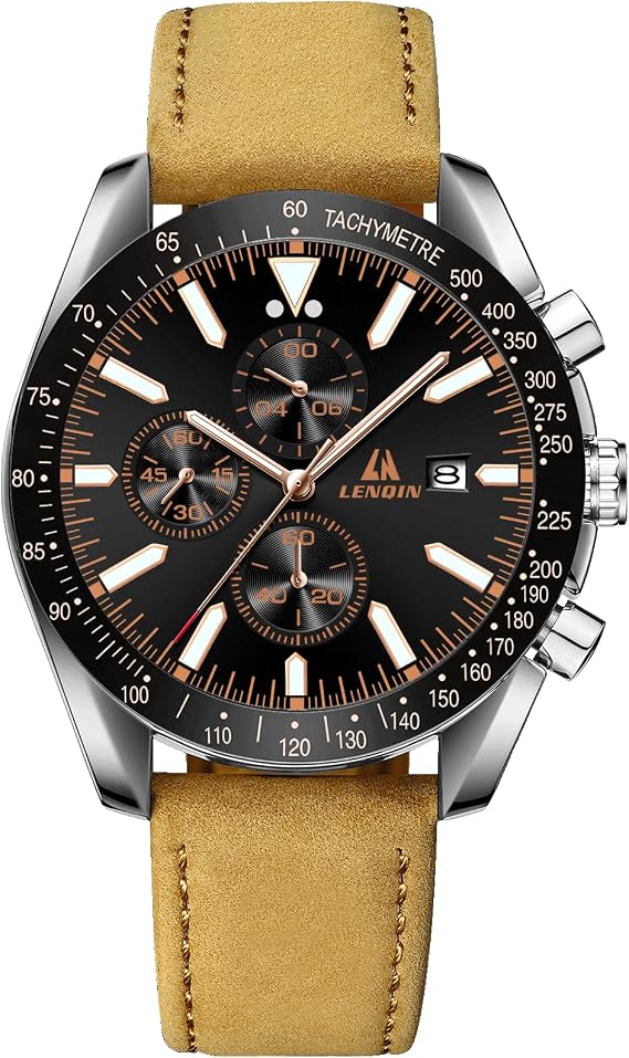 Mens Watches Chronograph Watches Men Stainless Steel Analog Quartz Watch