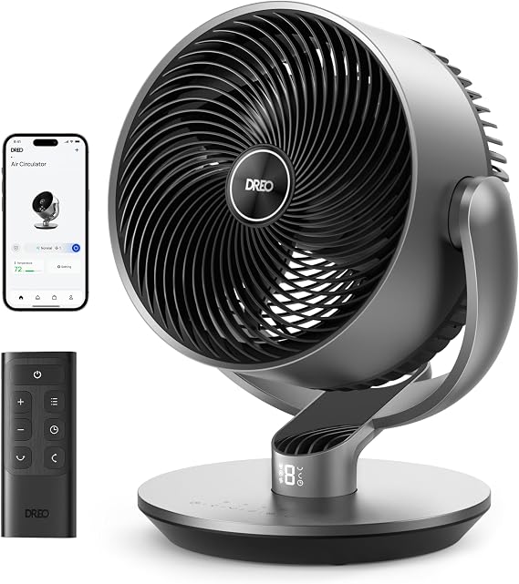 DREO 16 Inch 20dB Quiet Smart Fans for Bedroom, DC Room Fan with Remote, 120+120 Oscillating Fan, 6 Modes, 9 Speeds, 12H Timer,Works Alexa/Google/WiFi/Voice Control, Silver, Oversize (DR-HAF004S)