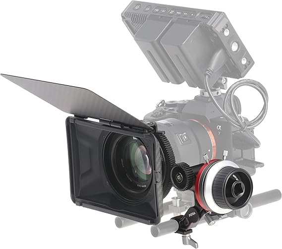 FOTGA 15mm Rail Mini Compact Matte Box + Follow Focus Puller Kit for DSLR Mirrorless Camera