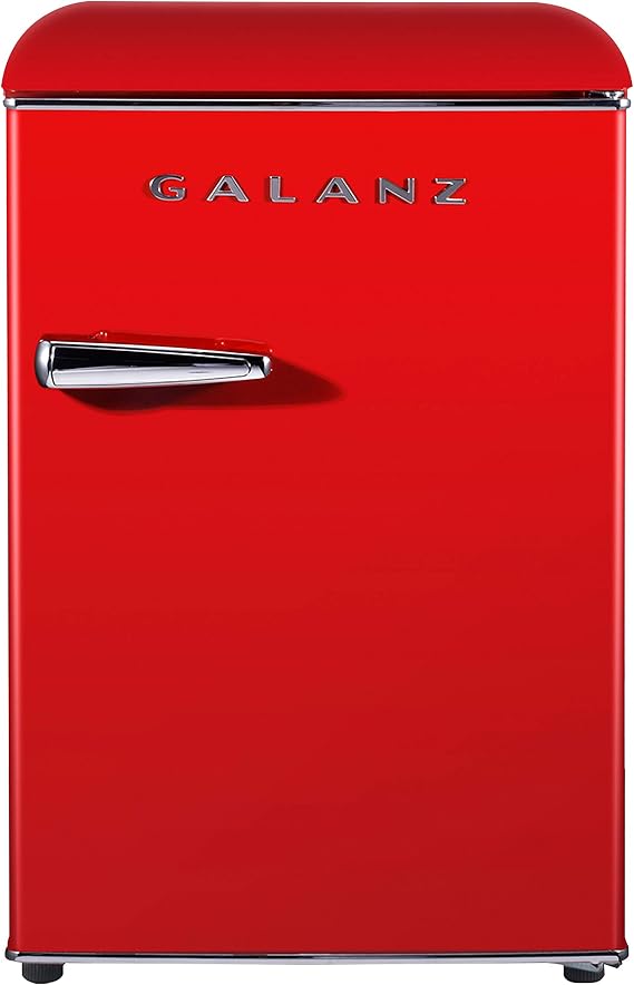 Galanz GLR25MRDR10 Retro Compact Refrigerator, Mini Fridge with Single Doors, Adjustable Mechanical Thermostat with Chiller, Red, 2.5 Cu Ft