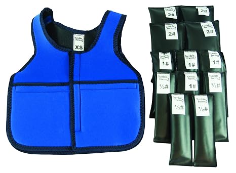 Tumble Forms2 Weighted Vests, Secure Pocket Weights to Calm & Focus Children Senses with SID or ADHD, X-Small, Blue, 4 Pockets