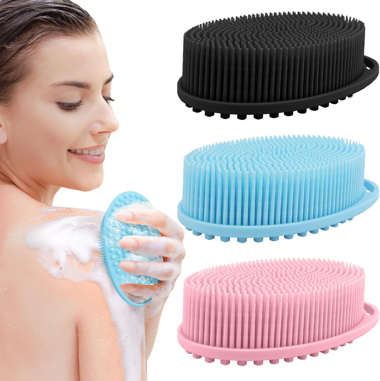 3 Pack Soft Loofah Exfoliating Body Sponges Suitable for Sensitive Skin and All Types Clean and Hygienic Quick Foam