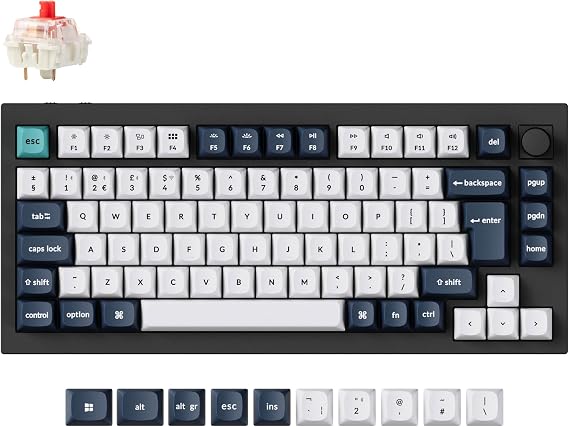 Keychron Q1 Max QMK/VIA Custom Mechanical Keyboard, Full Metal Programmable Knob 2.4 GHz/Bluetooth/Wired Keyboard with RGB Hot-Swappable Gateron Jupiter Red Switch for Mac Win Linux - UK Layout