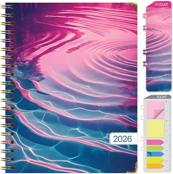 HARDCOVER 2026 Planner, 8.5"x11": 14 Months (November 2025 - December 2026), Daily Weekly Monthly Planner, Yearly Agenda, Bookmark, Pocket Folder and Sticky Note Set (Summer Bliss)