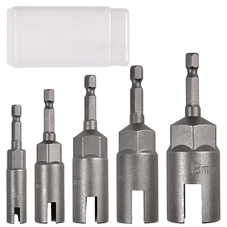 SPEEDWOX 5pcs Power Wing Nut Driver Set 1/4 Inch Hex Shank Wing Nut Socket Bits Slot Wing Nuts Drill Bit Set Socket Wrenches Tools for Panel Nuts Screws Eye Bolts C-Hooks and Q-Hangers10/12/14/16/18mm