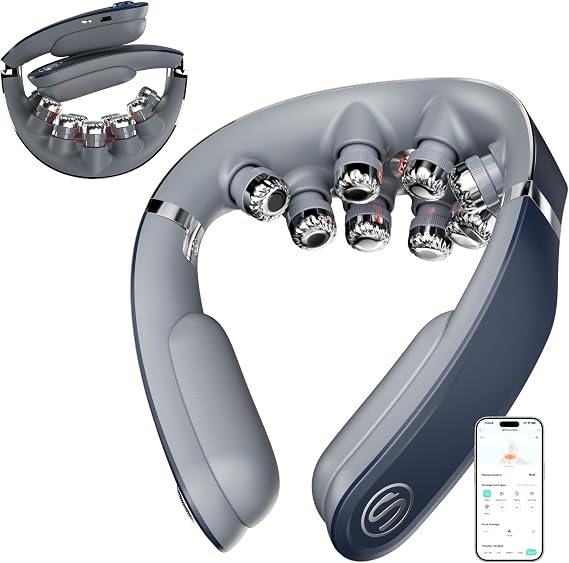 SKG FSA G7 Pro Fold Neck Massager for Strain Relief Deep Tissue | HSA Eligible Heat and Vibration Cordless Travel Massager, Birthday Gifts Foldable Neck Massager for Office Home Car Travel