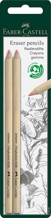 Faber-Castel Eraser Pencils, 2-Pack, 2 Count (Pack of 1), Multicolor