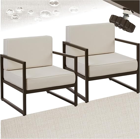 tectake® 2 x Garden Chairs Relaxing Chairs Garden Chairs Garden Furniture Balcony Furniture Patio Furniture Conservatory Lounge Furniture Outdoor Seating Area Garden Lounge - 2 Seats